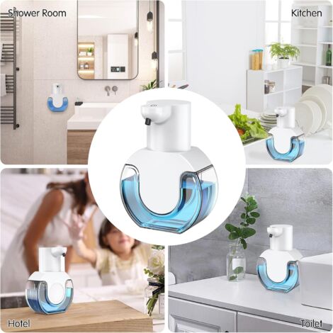 Distributeur Automatique De Savon Moussant Sans Contact – 400 Ml, Batterie Rechargeable USB, Design Enfant Bleu, Fixation Murale