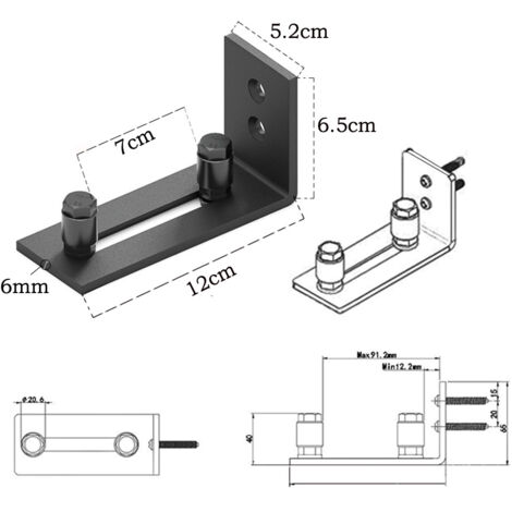 CSPARKV 1 pièces Guide pour portail Rails au sol coulissants Fontainebleau 12X52X65mm (le noir)