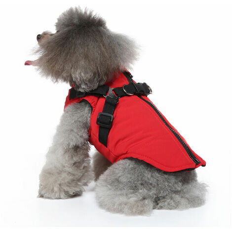 （S）Manteau Chien Veste avec Harnais pour Petits et Moyens Chiens imperméable Manteau Chien Veste Chaud rembourré Puffer Chien Chien vêtements Chiot Manteau de Chien