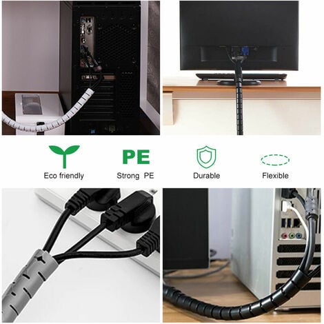 Cache Cable, 10m Gaine Souple Electrique Cable Management pour Ranger ou  Cacher les TV PC Câbles