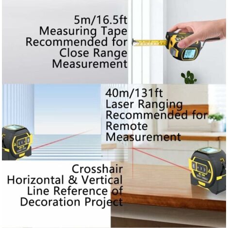 Mètre Laser 3 en 1, Télémètre 131ft avec Mètre Ruban 16ft