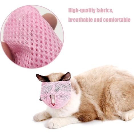 Muselière En Maille Respirante Pour Chat - Sac De Retenue Pour Le Toilettage - Anti-morsure - Anti-miaulement - Empêche Le Chat De Mordre Et Griffer - Taille L - Bleu
