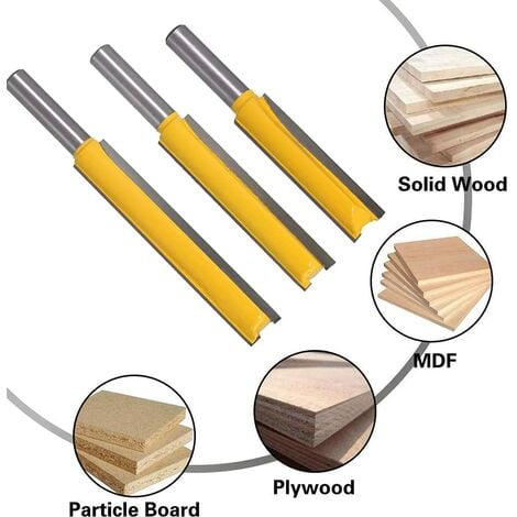 Fraise Defonceuse 8mm, 3 Pièces fraises à Rainurer Droites Fraises de Fraisage Extra Longues Mèches Carbide Router Bits à Bois, Mèches de Routeur Droites Outils de Travail du Bois de Fraise