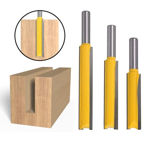 Fraise Defonceuse 8mm, 3 Pièces fraises à Rainurer Droites Fraises de Fraisage Extra Longues Mèches Carbide Router Bits à Bois, Mèches de Routeur Droites Outils de Travail du Bois de Fraise