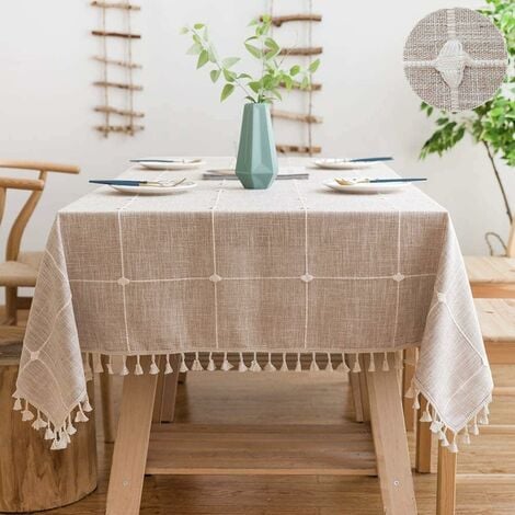 140x180 cm Nappe Rectangulaire Anti Tache Coton Lin Table Cover Cloth Cotton  Tablecloth Rectangle Decoration pour