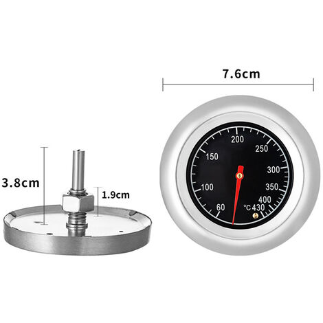 Thermomètre Barbecue & Fumoir Analogique – 38-430 °C – Diamètre 7,5 Cm – Upgrade Précis