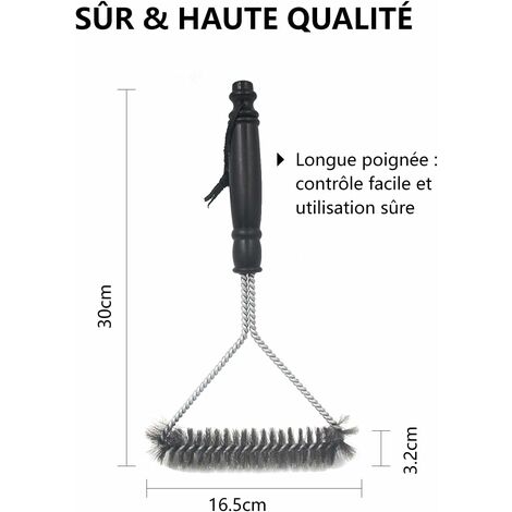 Brosse De Nettoyage Pour Barbecue 3 En 1 - 45,7 Cm Avec Poils Acier Et Brosses Silicone, Pour Gril, Fumoir, Weber
