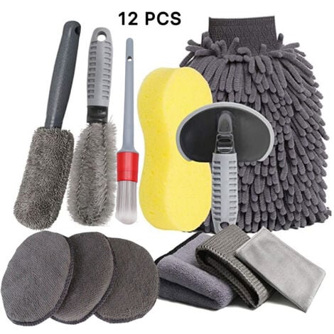 Lot de 14 brosses de nettoyage pour voiture - Pour cuir de voiture,  aérations, jantes, saleté et poussière : : Auto et Moto