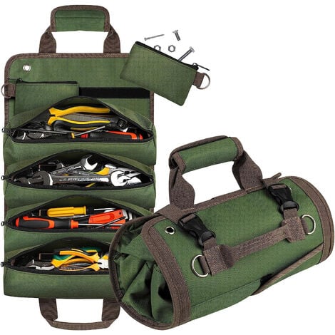 Vert) sac à outils enroulable étanche, sac à outils Oxford portable,  bricoleur, garage, voiture, rangement de