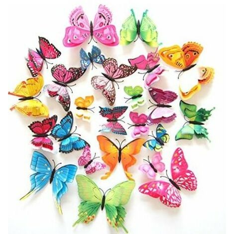 Muraux de Papillons 3D Sticker Mural Autocollants bricolage papillon  amovible Réutilisable Pour chambre Salon, 12pcs