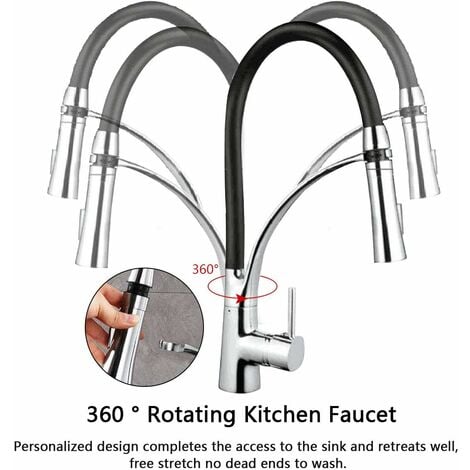 XICHAO - Robinet de Cuisine, Flexible Bec Pivotant à 360° et Tuyau en  Silicone Noir Mitigeur Cuisine, avec Douchette Extractible et Pulvérisateur  Double Fonction, Froid & Chaud Disponible, Laiton Chro