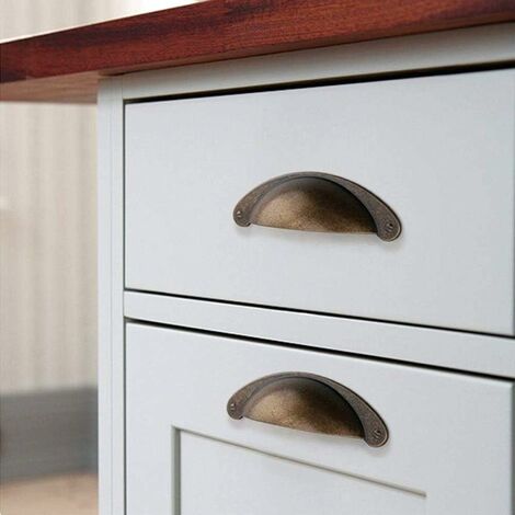 (A)(12PCS)Poignée Bouton de Porte Décoration Rétro pour Meuble Tiroir Poignée de Coquille Vintage pour Tiroir Armoire Meuble Cuisine Fer Incurvé Bouton de Porte de Placard Retro Pour Armoire