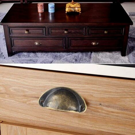 (A)(12PCS)Poignée Bouton de Porte Décoration Rétro pour Meuble Tiroir Poignée de Coquille Vintage pour Tiroir Armoire Meuble Cuisine Fer Incurvé Bouton de Porte de Placard Retro Pour Armoire