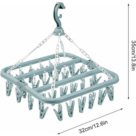 Séchoir à Chaussettes Avec 32 Pinces - Étendoir Pliable Suspendu Pour Sous-vêtements, Soutiens-gorge - Gain De Place - 13