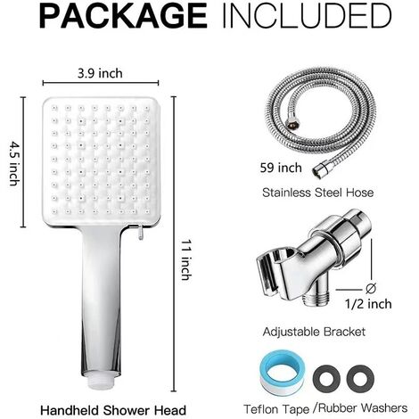 Pommeau De Douche Haute Pression 6 Modes Avec Tuyau 1.5m - Économie D'Eau Et Fonction Pause