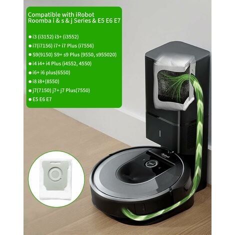 10 Sacs d'aspirateur pour iRobot Roomba i7 i7+ i3 i3+ i4 i4+ i6 i6+ j7