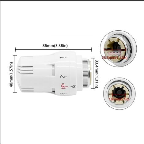 Lot de 6 têtes thermostatiques pour radiateur - Valve de refroidissement intelligente - Tête de rechange : Thermostat de radiateur - Tête de rechange pour le bureau, la maison