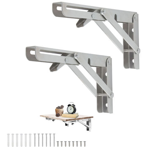 Équerres Pliantes Inox 300mm - Lot De 2 Supports D'étagère, Acier Brossé