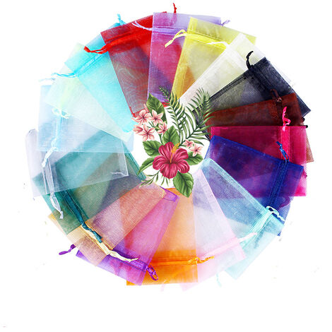 nbeads 100 Pcs Organza Sacs Pochettes Organza Sacs De Faveur De Mariage avec des Rubans pour Emballage De Faveur De Mariage, Lavande, 23x17cm