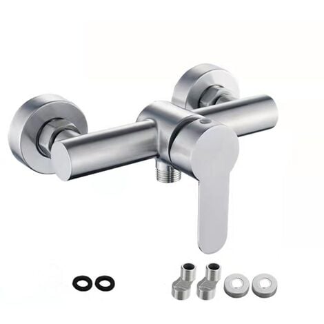 Robinet de douche mural en acier inoxydable avec commande manuelle pour eau froide et chaude