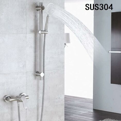 Robinet de douche mural en acier inoxydable avec commande manuelle pour eau froide et chaude