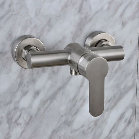 Robinet de douche mural en acier inoxydable avec commande manuelle pour eau froide et chaude