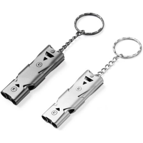 Sifflet Urgence 150dB LuLiyLdJ - Acier Inoxydable Avec Porte-Clés - Survie, Sport, Plein Air