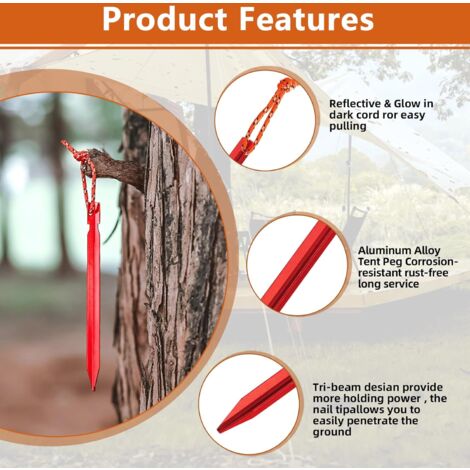 Piquets De Tente 12 Pièces Sardines De Fixation Crochets De Tente Clous De Tente Piquets De