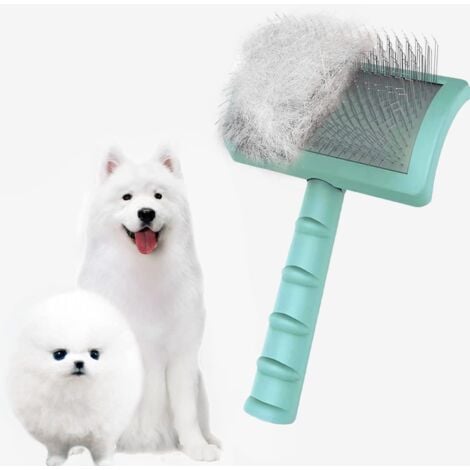 (Vert 25 mm) Grande brosse ferme pour chiens – Brosse extra longue pour toilettage et démêlage des animaux de compagnie de grande taille – Élimine les poils longs et lâches – Sous-poil