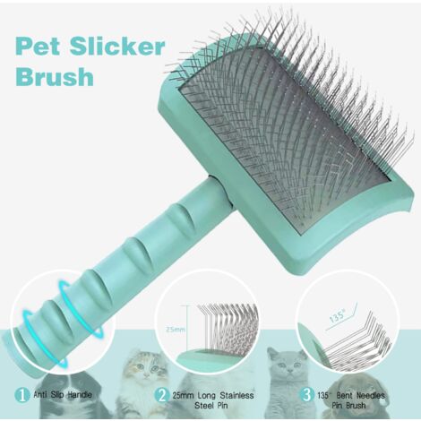 (Vert 25 mm) Grande brosse ferme pour chiens – Brosse extra longue pour toilettage et démêlage des animaux de compagnie de grande taille – Élimine les poils longs et lâches – Sous-poil
