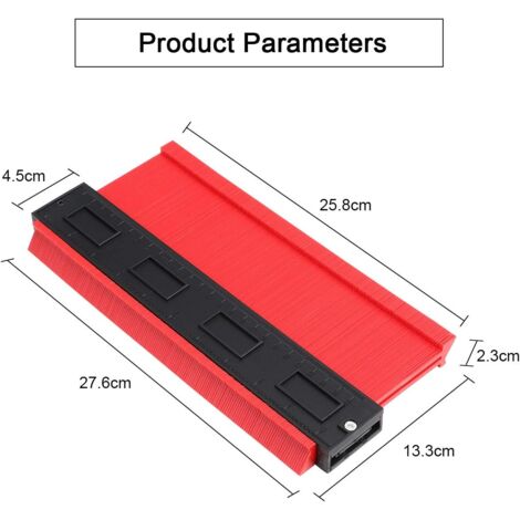 CSPARKV 10"/25CM Épaissir Outil de Duplication de Jauge Outil de Duplication de Jauge pour Mesure de Jauge de Contour pour Une Mesure Précise du Marquage du Bois Par le Stratifié(Rouge)