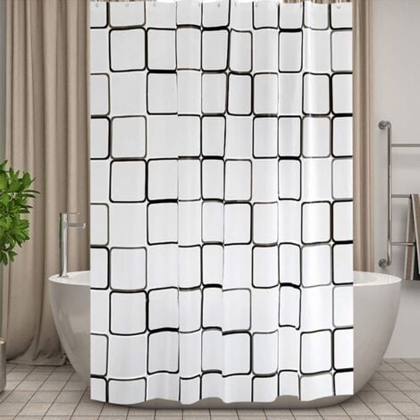 Rideaux de Douche résistant aux moisissures - Rideaux de Douche Extra Longs avec Crochets en Forme de U, antibactériens, imperméables - 180x180CM