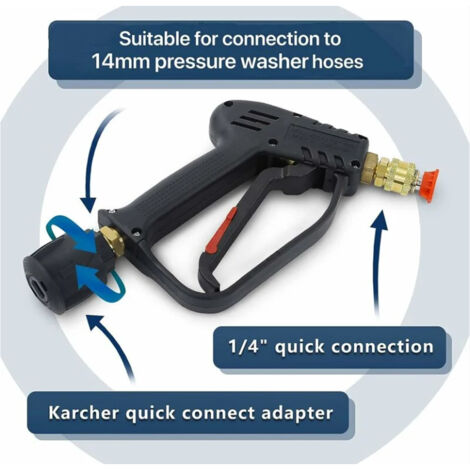 Pistolet de Lavage Haute Pression, 4000 PSI, Interface M22 (14 mm) et interface rapide Karcher avec 5 Embouts de Buse d'eau pour Nettoyage de Voiture