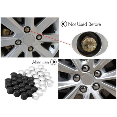 20 Pièces Cache-Écrous De Roue 17 Mm - Nylon PA66, Anti-poussière & Antivol - Noir (16 Standards + 4 Antivol) - 8