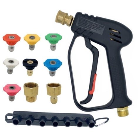 Pistolet de nettoyeur haute pression, 4000 PSI, interface M22 (14 mm) et interface rapide Karcher avec 5 embouts de buse d'eau de lavage de voiture