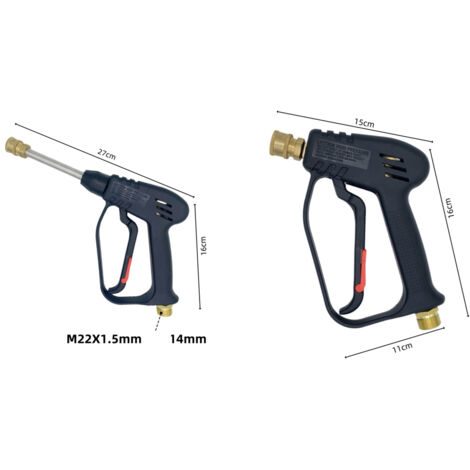 Pistolet de nettoyeur haute pression, 4000 PSI, interface M22 (14 mm) et interface rapide Karcher avec 5 embouts de buse d'eau de lavage de voiture