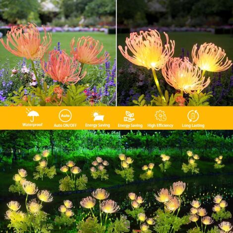 2 Lampes Solaires Extérieures Hortensia Avec Papillon – Décoration De Jardin étanche IP65, Allumage Automatique