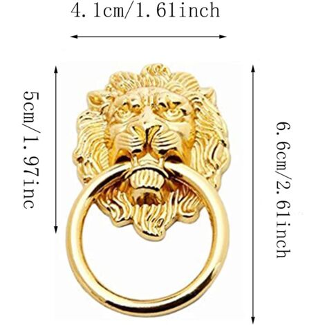 8 Pièces Tête Lion Armoire Poignées, Poignées Tiroir Lion Bronze Antique, Armoire Tiroir Tête Lion Anneaux, Avec Vis, Pour Poignées de Porte D'armoire et Poignées de Tiroir (Doré)