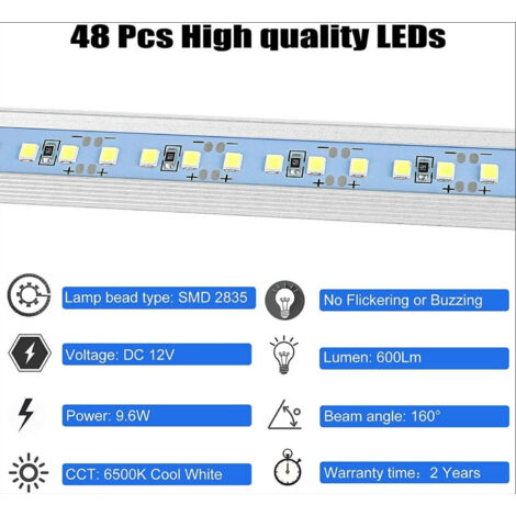 12V Barre De Lumières Intérieure à LED Lampe Eclairage Voiture Lumineuse Avec Interrupteur Pour 12v 85v Bateau Van Camping Camion 2 Pieces 88897002