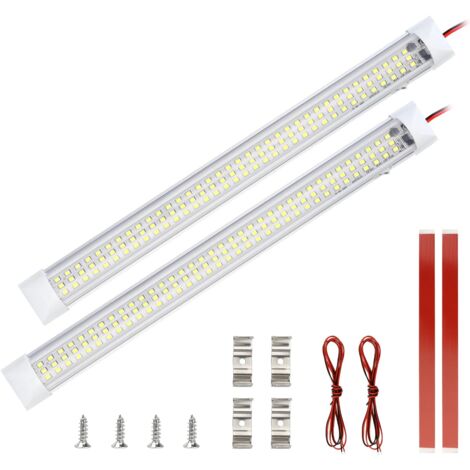 12V Barre de lumière intérieure à LED, Eclairage Voiture Lumineuse avec Interrupteur Marche/arrêt 1200LM Barre de Bande Lampe pour Voiture Van Camping Camion Bateau 2PCS