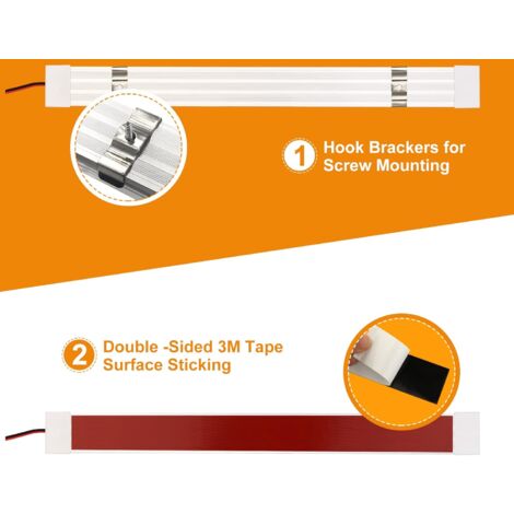 12V Barre de lumière intérieure à LED, Eclairage Voiture Lumineuse avec Interrupteur Marche/arrêt 1200LM Barre de Bande Lampe pour Voiture Van Camping Camion Bateau 2PCS