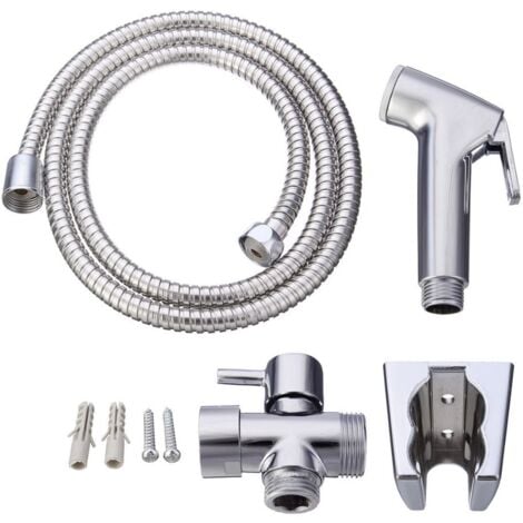 Kit hygiène WC. Robinet 3 voies + Douchette ABS + Flexible 1,5m + Support