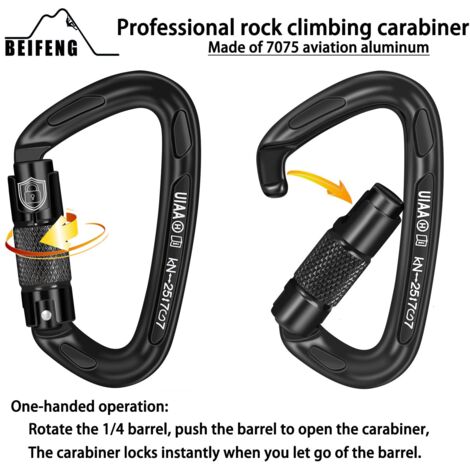 M4-M12 Mousqueton À Verrouillage Automatique, Mousquetons Pour Gym Hamac Sac À Dos Porte-Clés