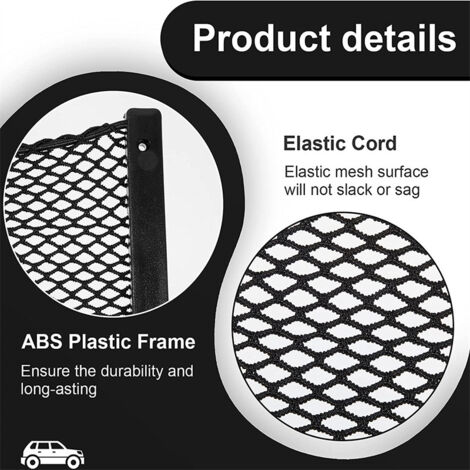 4 PCS Filet Rangement pour Voiture 41.5x21.5 CM Sac Pocket Organizer de Voiture pour Ustensiles/Camping-Cars/Bateaux/Maison Filet élastique