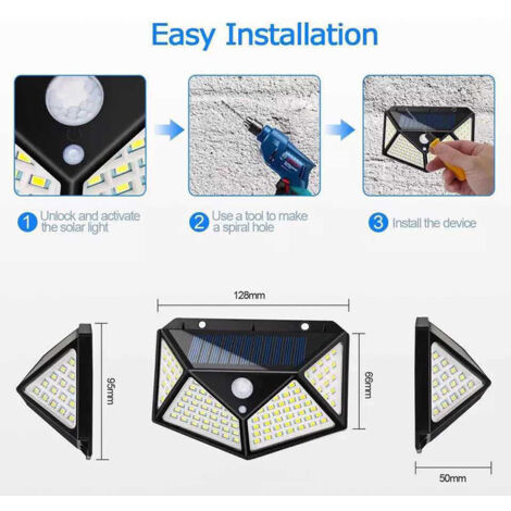 CSPARKV Lampe solaire 100LED IP65 étanche extérieur