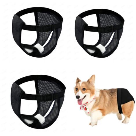 Avont 3 Couches Lavables Pour Chienne Femelle Avec Bretelles Amovible, Culotte Protection Confort Couche Lors Des Règles, De Chaleurs, D'Incontinence -Rose/Bleu/Vert(S