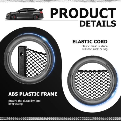4 Pack Filet Rangement pour Voiture, Filet de Rangement de Coffre, Grande Taille, Sac Pocket Organizer de Voiture pour Auto, Camping-Cars, Bateaux, Maison (42  21CM（4 pièces）)