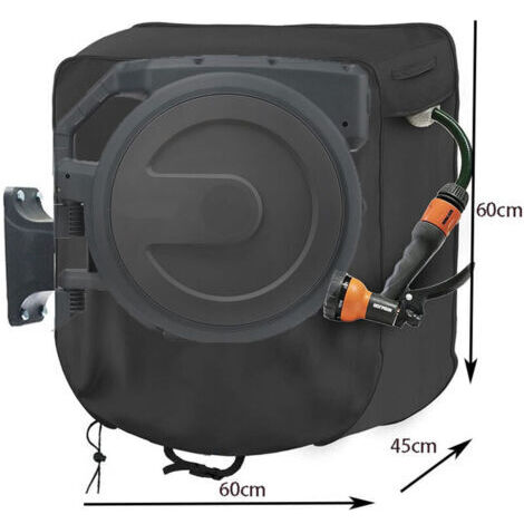 Housse Protection Enrouleur Tuyau Arrosage - Tissu Oxford 420D - 55x55x30cm - Noir