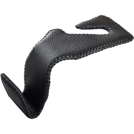Lot De 2 Crochets Pour Appuie-tête Voiture - Organisation Sacs Et Affaires - Cuir Et ABS Noir