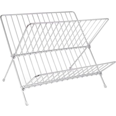 Lot De 2 égouttoirs à Vaisselle Pliables En Acier Inoxydable - 43 X 35 Cm, Avec Pieds Antidérapants